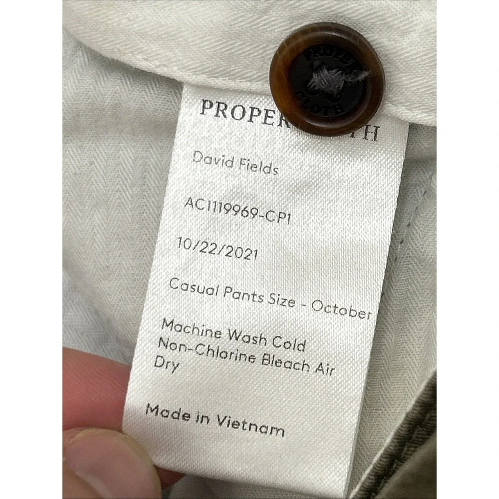 Proper Cloth Tessuti Di Sondrio Casual Pants Men 36x32 Slim Fit Twill Green